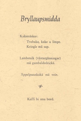 Matsedeln på bröllopsmiddagen Matsedeln på bröllopsmiddagen