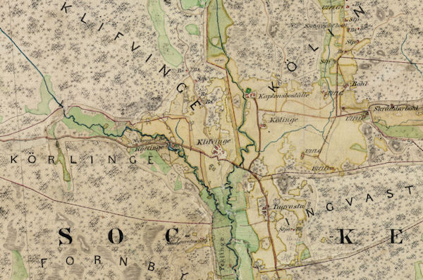 Karta ver Klivinge i Rasbokils socken - 1860-talet